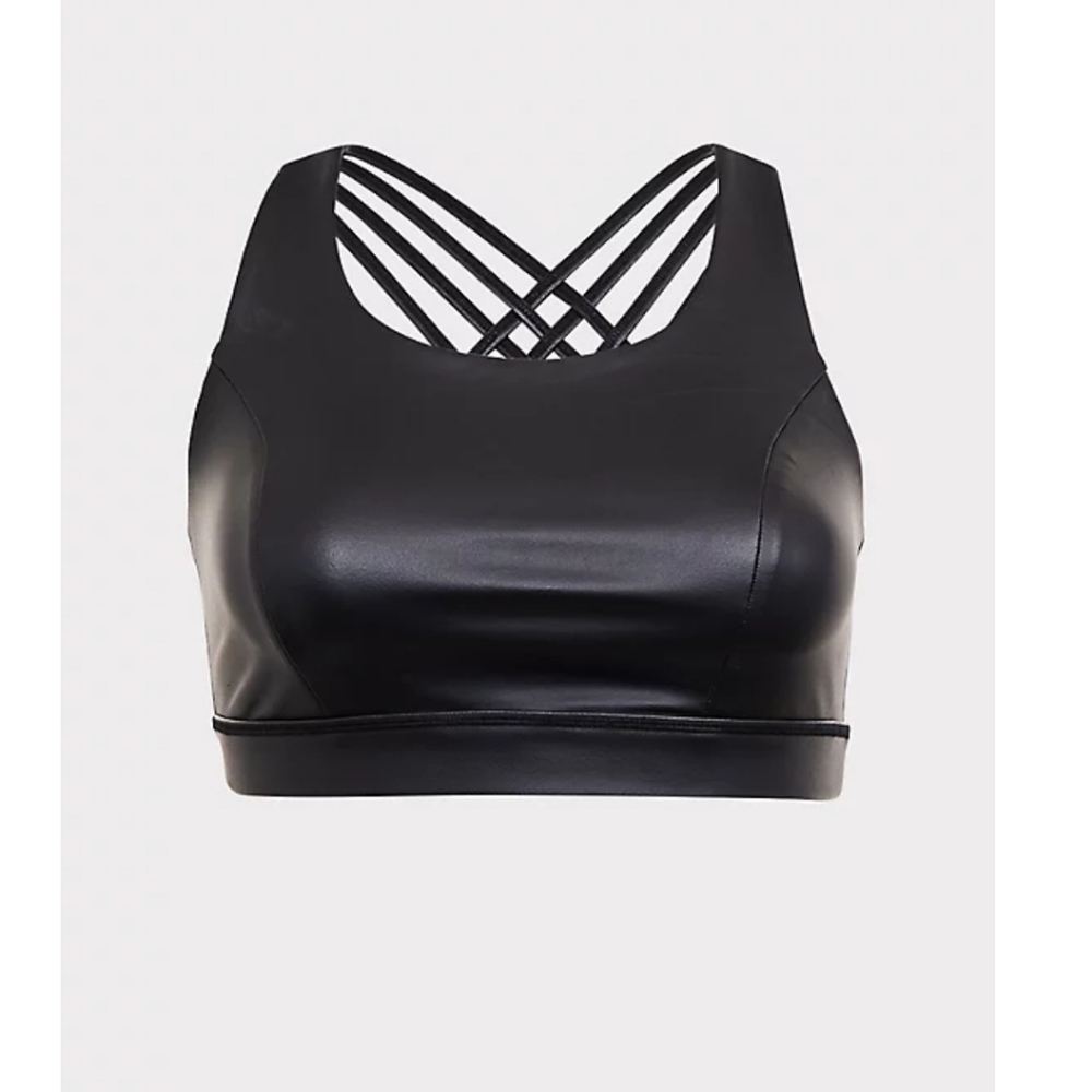 NWT Torrid black coated strappy back sports bra